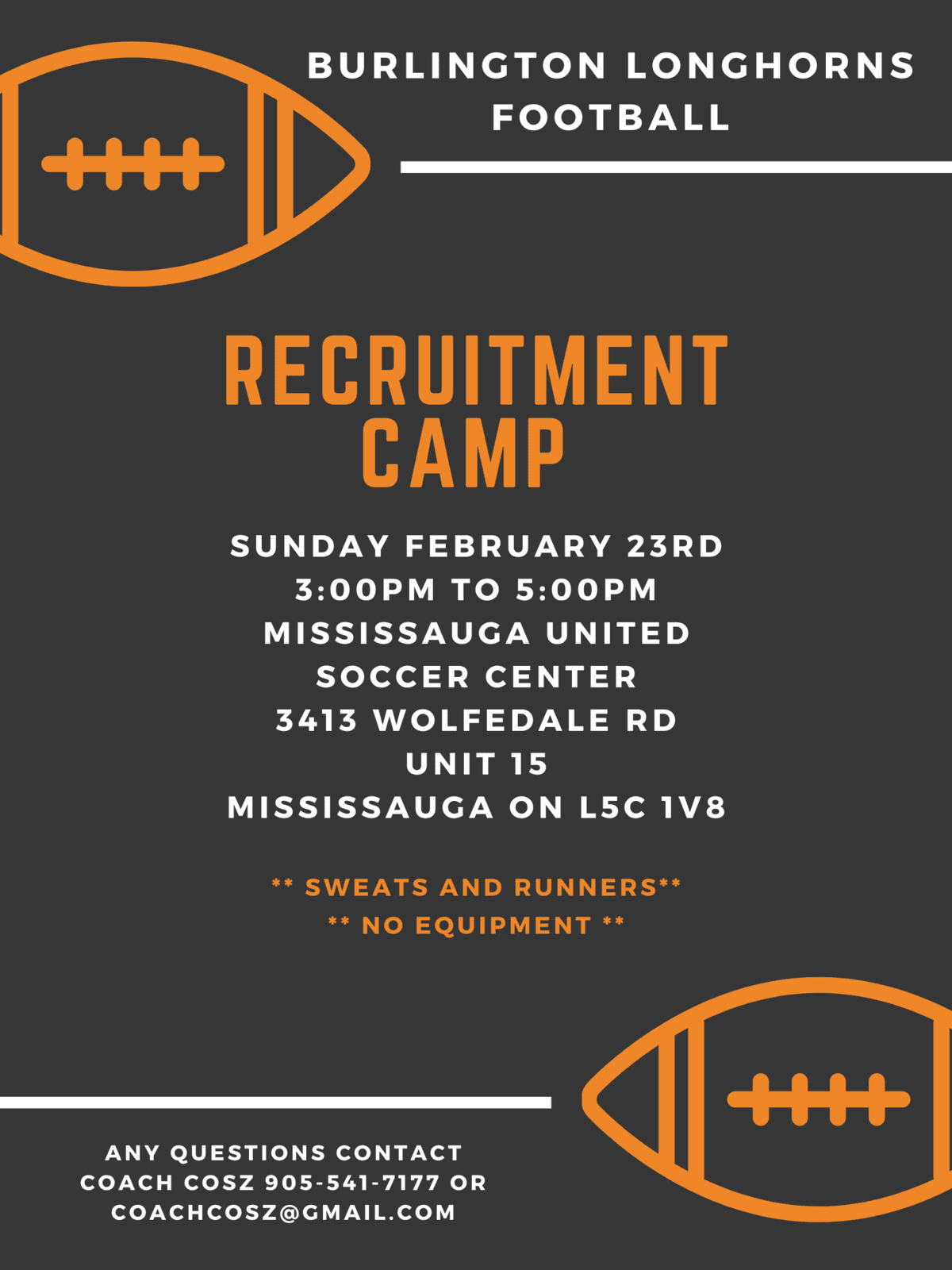 Burlington Longhorns Recruitment Camp